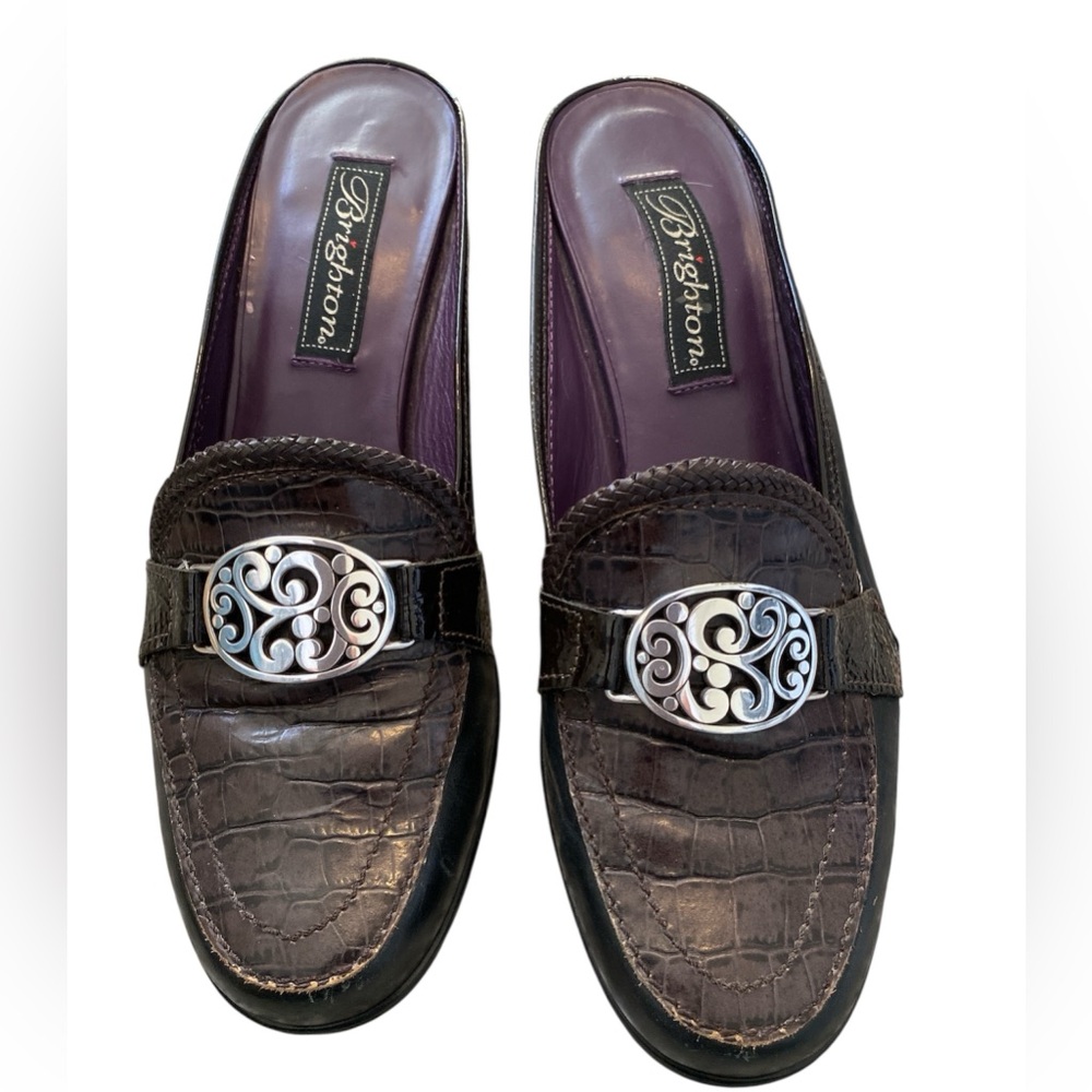 Brighton Women’s Dark Brown Croc-Embossed Loafers size 7 N